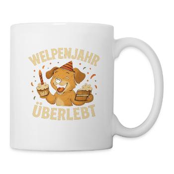 Geschenk zum ersten Geburtstag für Welpenhalter - Tasse - Weiß - Rechts