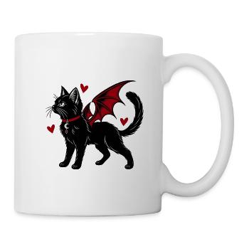 Gothic Cat With Bat Wings - Tasse - Weiß - Rechts