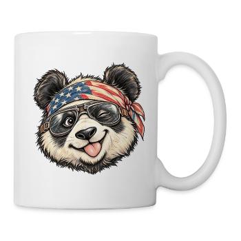 Cool Panda Biker Bandana Motorrad Tierkunst - Tasse - Weiß - Rechts
