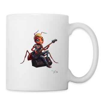 MALÚ Ameise spielt Bass | Geschenk für Bassisten - Tasse - Weiß - Rechts