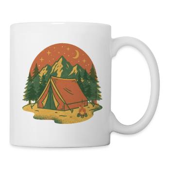 Abendlicht am Bergzelt im Wald - Tasse - Weiß - Rechts