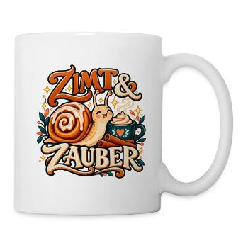 Zimt & Zauber – Zimtschnecke mit Tasse - Tasse - Weiß - Rechts
