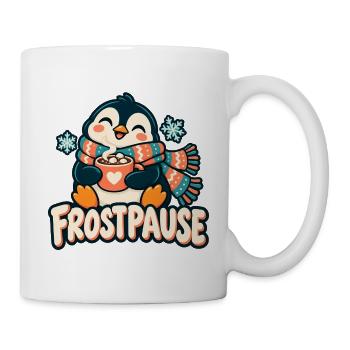 Frostpause – Pinguin mit Kakao - Tasse - Weiß - Rechts