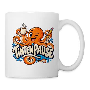 Tintenpause – Oktopus mit Kaffee und Stift - Tasse - Weiß - Rechts