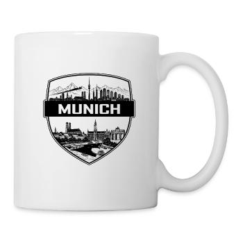 München, Deutschland Schild Wappen Frauenkirche Geschenk - Tasse - Weiß - Rechts