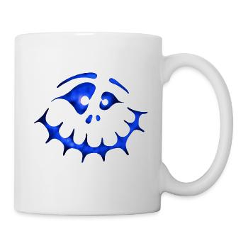 Irres Geistergesicht Blau - Neon Halloween - Tasse - Weiß - Rechts