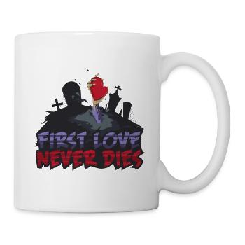 First Love Never Dies - Zombie Hand mit Herz - Tasse - Weiß - Rechts