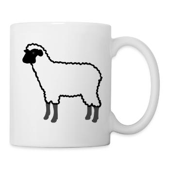 Weißes Schaf Silhouette auf Schwarz - Tasse - Weiß - Rechts