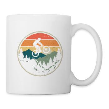 Retro Vintage Mountainbike Sunset Jump Badge Tee - Tasse - Weiß - Rechts
