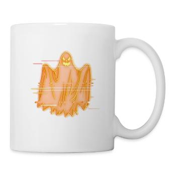 Evil Neon Glitch Ghost – Orange Cyber Phantom - Tasse - Weiß - Rechts