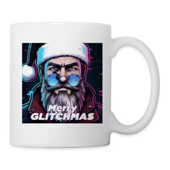 Merry Glitchmas Cyber Santa – Neon Weihnachtsmann - Tasse - Weiß - Rechts