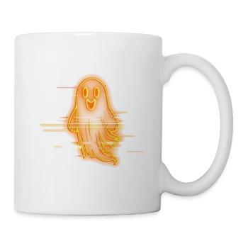 Cyber Geist – Orange Neon Glitch - Tasse - Weiß - Rechts