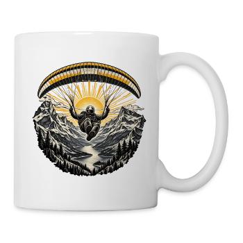 Astronaut Paraglider Alpen Sonnenaufgang - Tasse - Weiß - Rechts