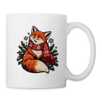 Winterfuchs mit Schal - Tasse - Weiß - Rechts