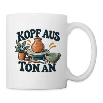 Kopf Aus Ton An - Tasse - Weiß - Rechts