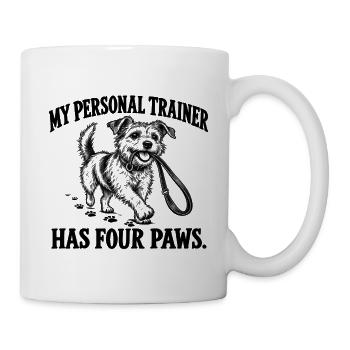 Mein Personal Trainer hat Four Paws – lustiger Hund - Tasse - Weiß - Rechts