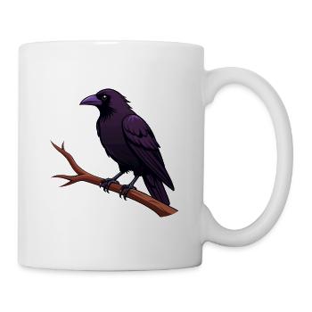 Rabe auf Ast - Tasse - Weiß - Rechts