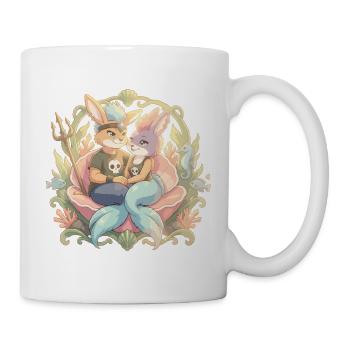  Bunny Punk Serie: Verliebte Hasen im Seepalast - Tasse - Weiß - Rechts