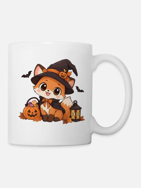 Süßer Kawaii Fuchs als Hexe - Tasse - Weiß