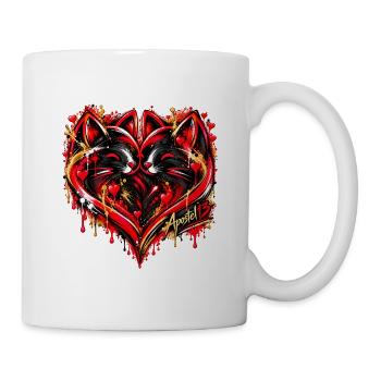 Love Cats – Cute Cat Couple Heart Design - Tasse - Weiß - Rechts