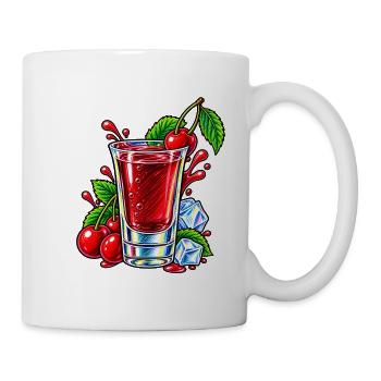 Kirsch Kurzer – Roter Shot mit Eis und Kirschen - Tasse - Weiß - Rechts
