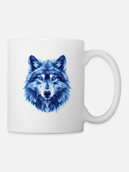 Blauer Wolf – Eisblauer Blick - Tasse - Weiß