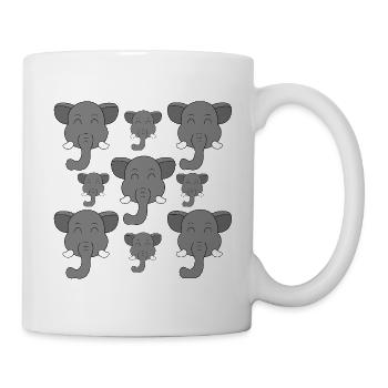 Cartoon-Elefantenkopf - Tasse - Weiß - Rechts