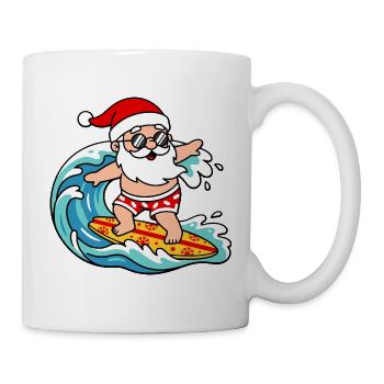 Niedliche Kawaii Surfing Santa Weihnachten im Juli - Tasse - Weiß - Rechts