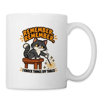 Remember Remember Cat Funny Bonfire Night T-Shirt - Tasse - Weiß - Rechts