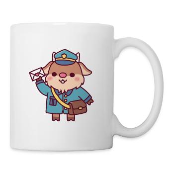 Süßer Ziegenpostbote mit Liebesbrief - Tasse - Weiß - Rechts