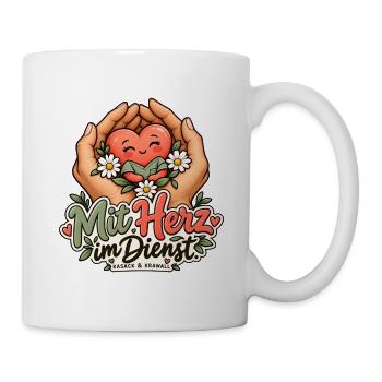 Mit Herz im Dienst - Tasse - Weiß - Rechts