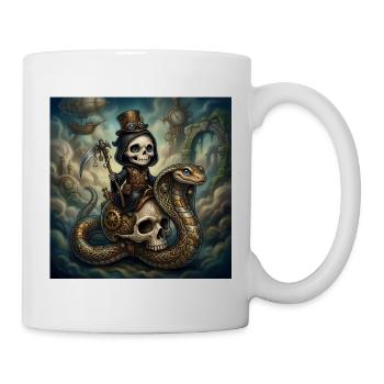 Steampunk-Skelett reitet auf der Schlange - Tasse - Weiß - Rechts