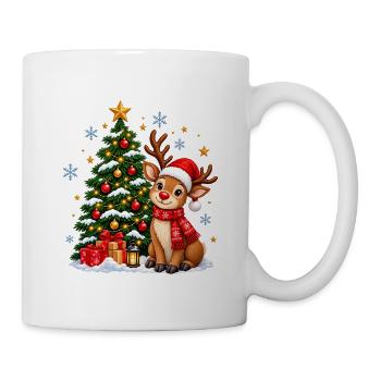 Winterwald Rentier am Weihnachtsbaum - Tasse - Weiß - Rechts