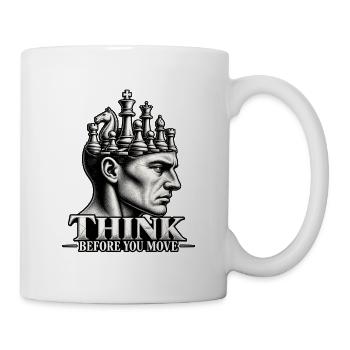 Schach Motiv Think before you move Denksport Kopf - Tasse - Weiß - Rechts
