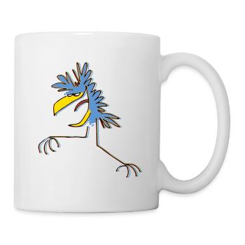 Blue Cartoon Dancing Bird by Cheerful Madness!! - Mug - white - Right