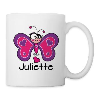 Papillon - Prénom Juliette - Mug blanc - blanc - Droite