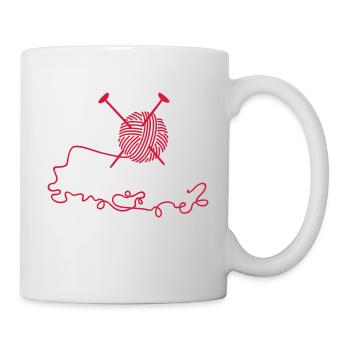 Wollknäuel mit Nadeln / wool n knitting needles ( - Tasse - Weiß - Rechts