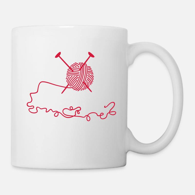 Wollknäuel mit Nadeln / wool n knitting needles ( - Tasse - Weiß