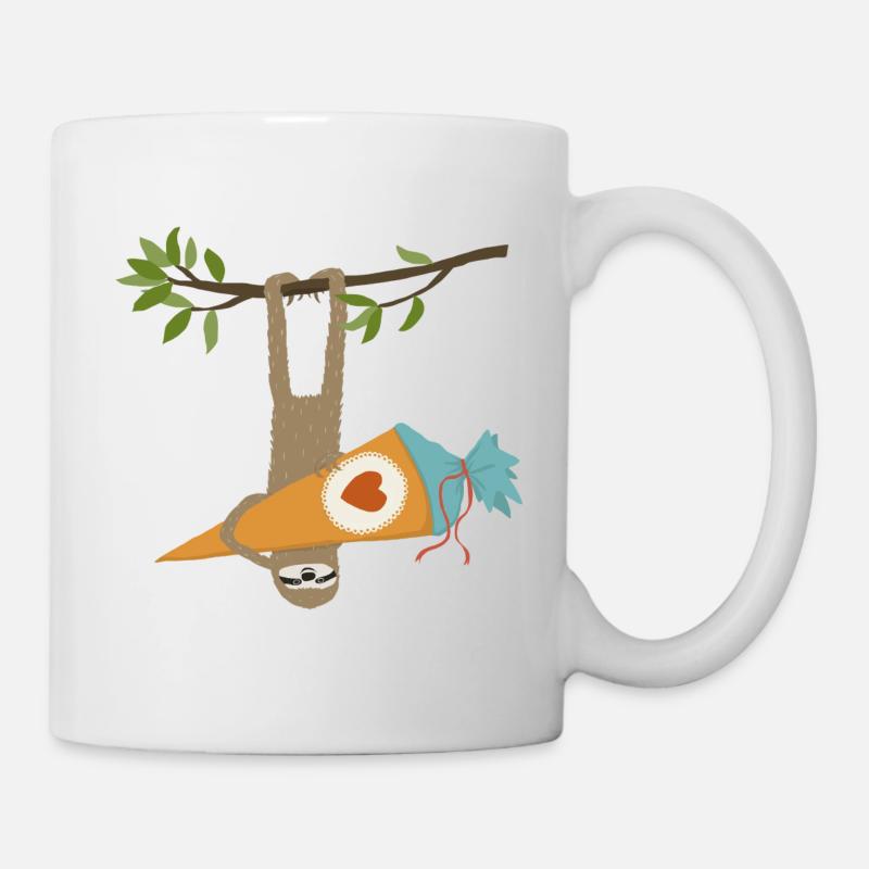 Faultier mit Schultüte - Tasse - Weiß