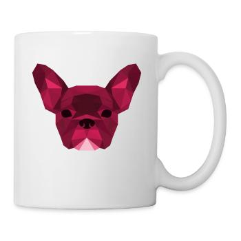 Low Poly Frenchie pink - Tasse - Weiß - Rechts