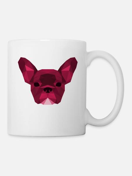 Low Poly Frenchie pink - Mug - white