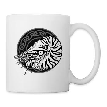 Keltischer Nautilus (Schwarz/Kreis) - Tasse - Weiß - Rechts