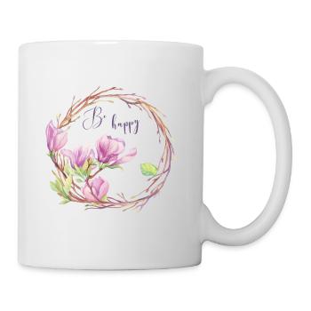 Be happy Blumenliebhaber Blumen Strauch Geschenk - Tasse - Weiß - Rechts