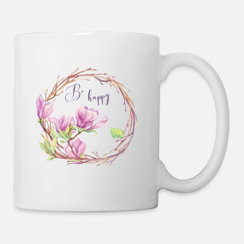 Be happy Blumenliebhaber Blumen Strauch Geschenk - Tasse - Weiß