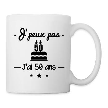 J'peux pas j'ai 50 ans : cadeau d'anniversaire - Mug blanc - blanc - Droite