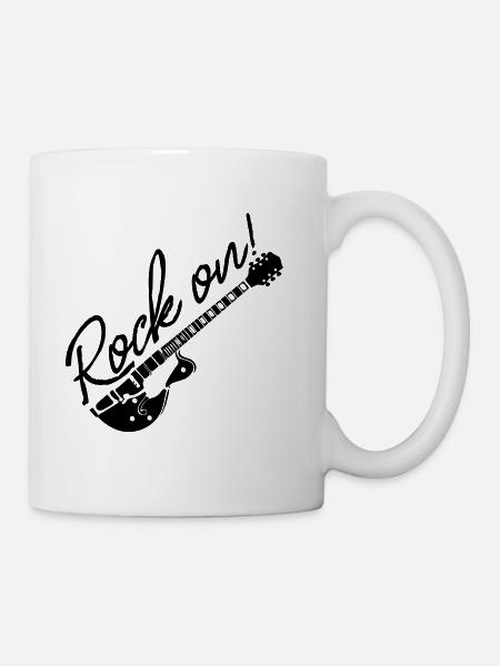 Rock On mit Gitarre - Tasse - Weiß