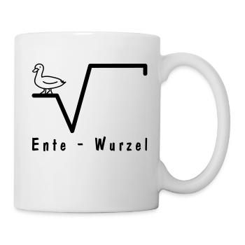 Mathe Ente Wurzel Schule, Uni Witze Text - Tasse - Weiß - Rechts