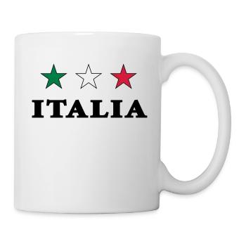 Italia - Italien mit 3 Sternen Gruen Weiss Rot - Tasse - Weiß - Rechts