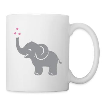 Lustiger Babyelefant mit Herzen - Tasse - Weiß - Rechts