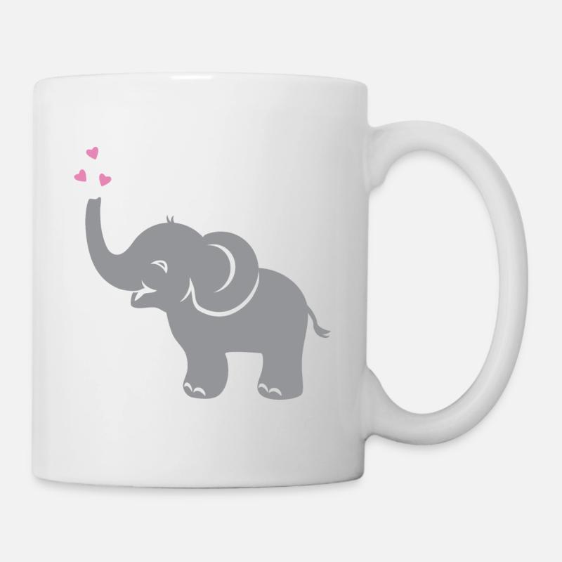 Funny bébé éléphant avec des coeurs - Mug blanc - blanc